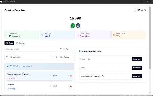 Adaptive Pomodoro Timer - Chrome Extension - AI Tool Ocean