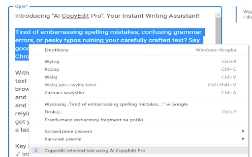 AI CopyEdit Pro - Chrome Extension - AI Tool Ocean