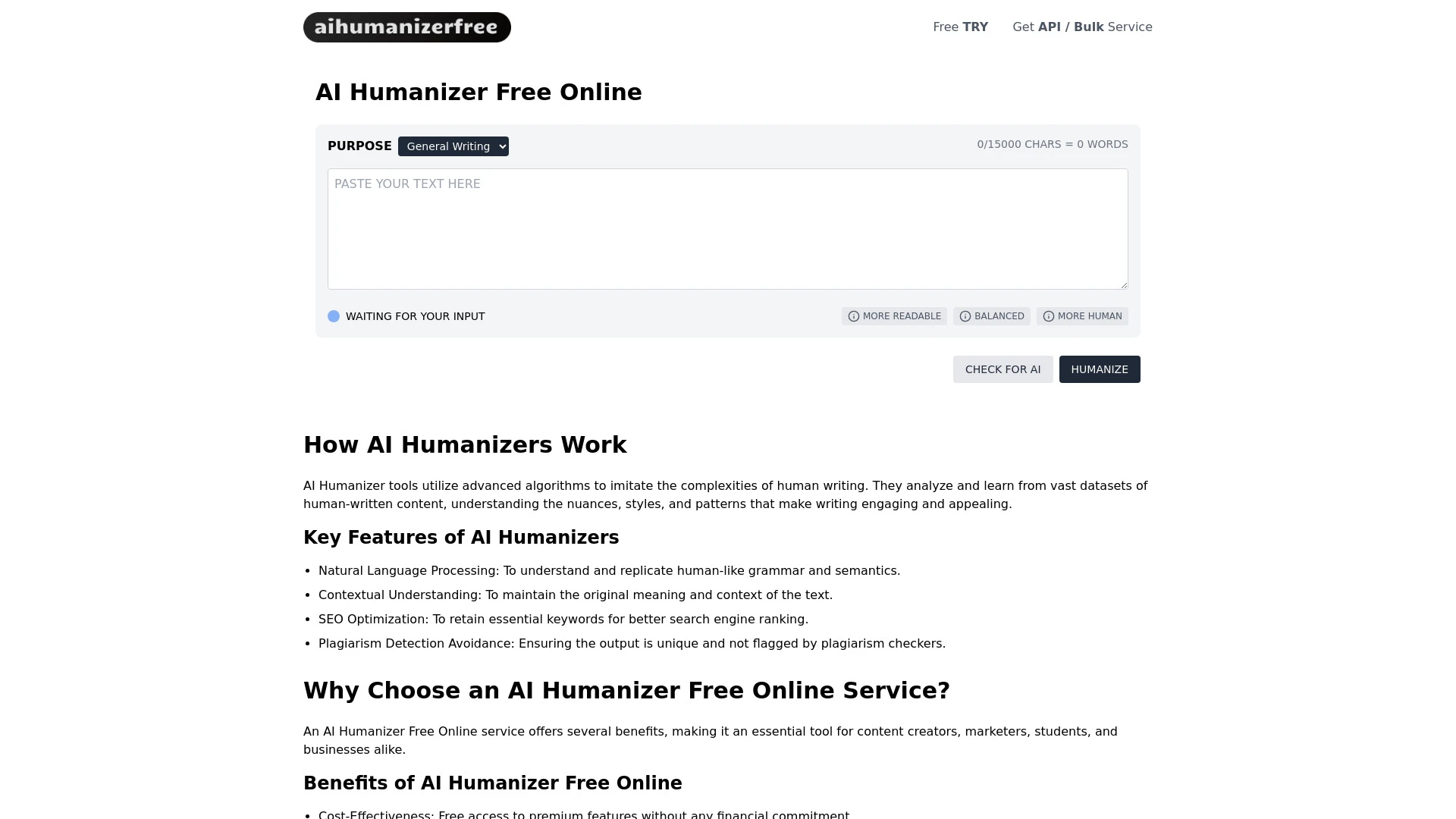 AI Humanizer Free Online - AI Tool Ocean