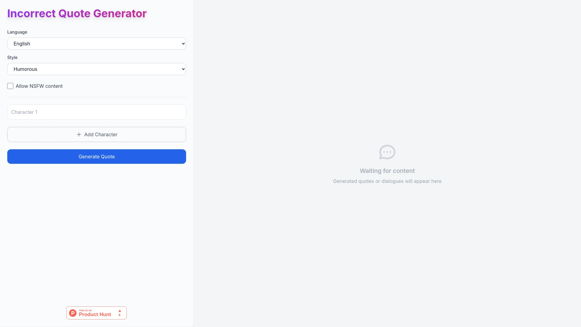 AI Incorrect Quote Generator - AI Tool Ocean