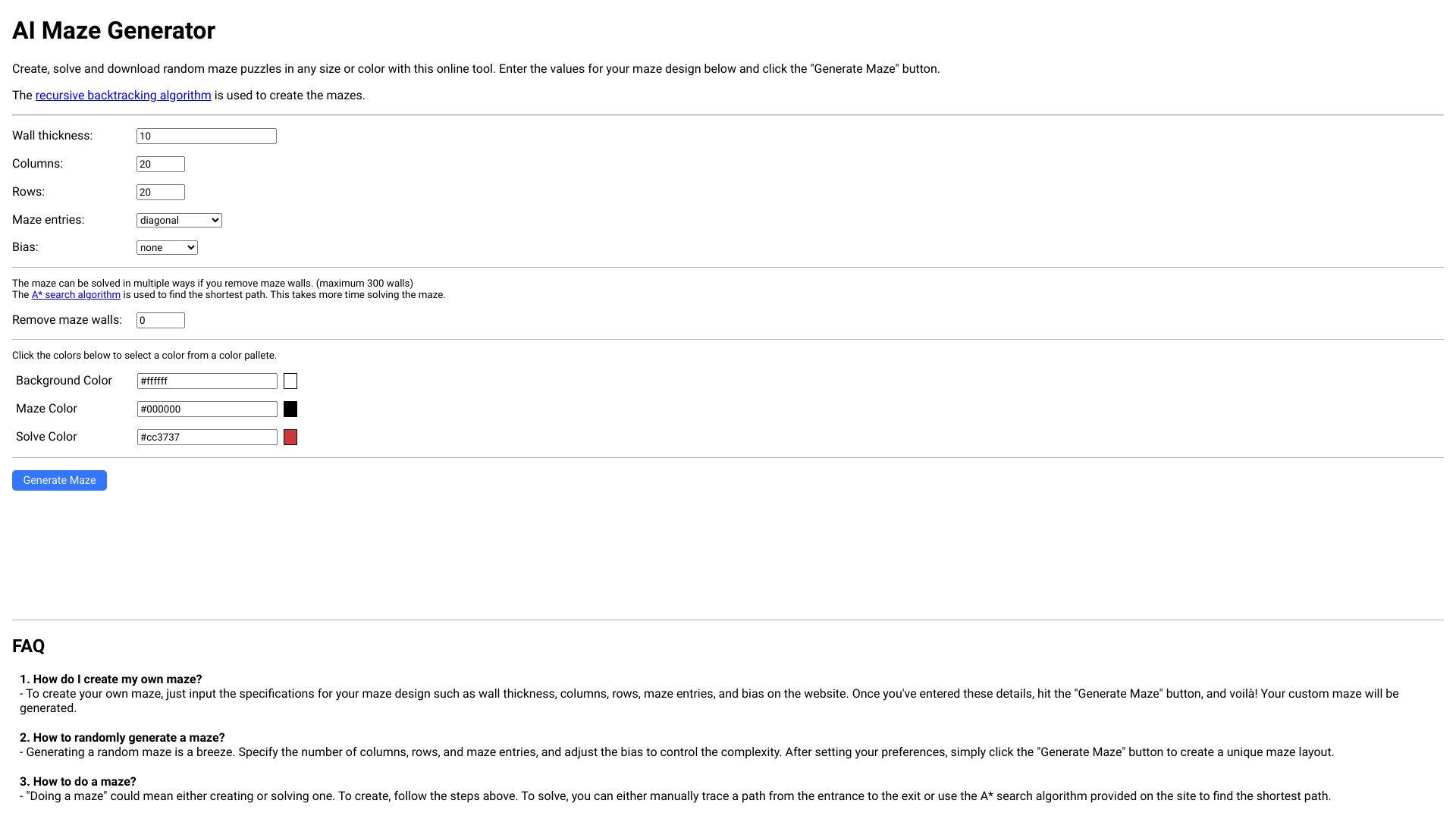 AI Maze generator - AI Tool Ocean