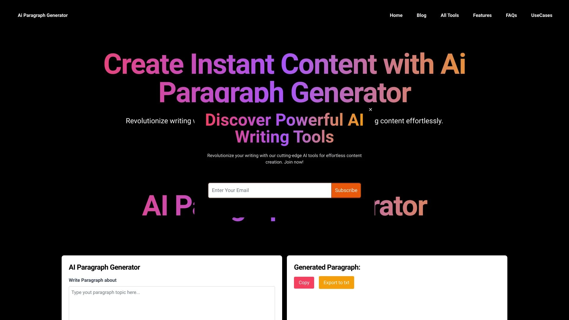 AI Paragraph Generator - AI Tool Ocean