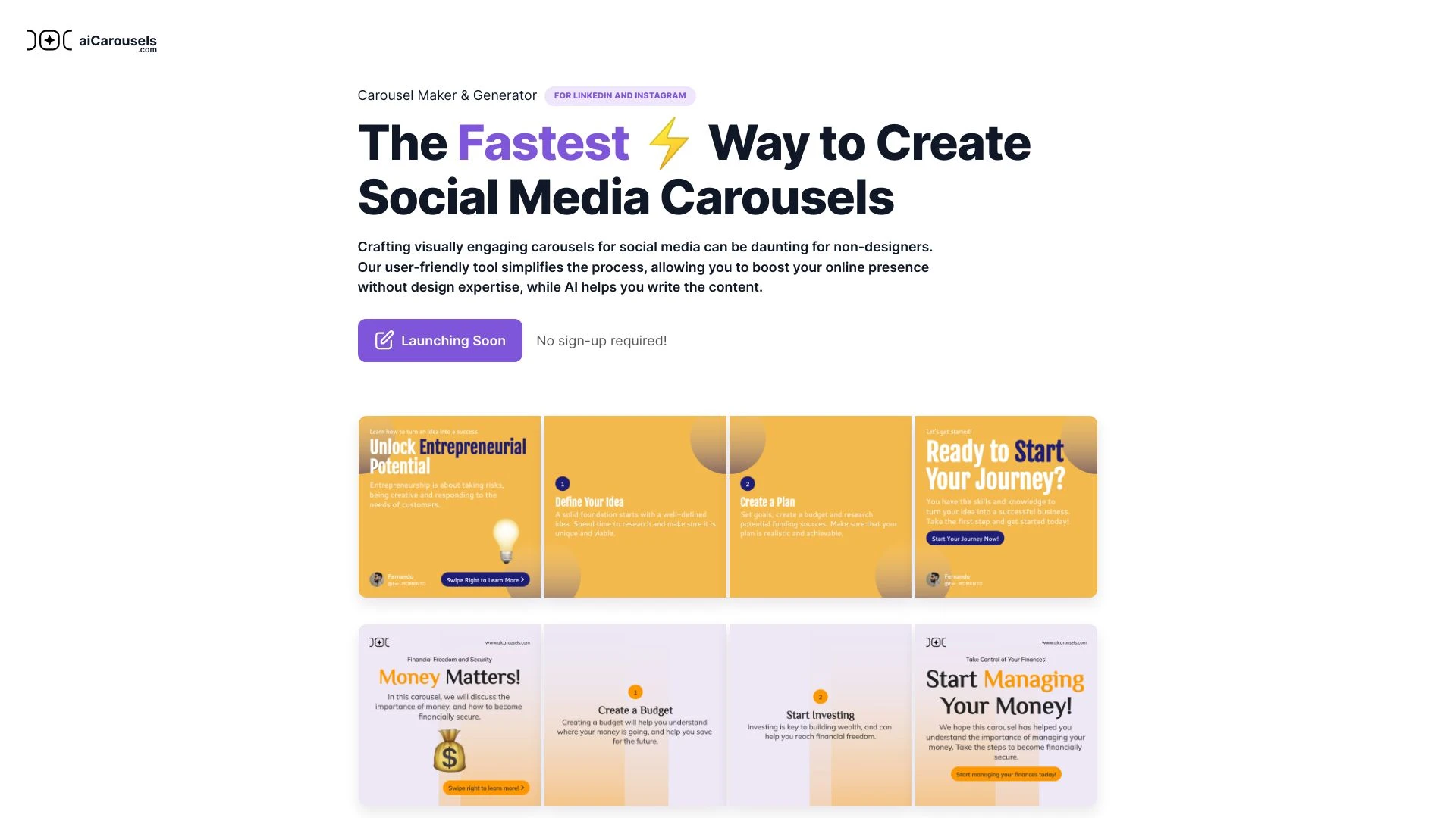 aiCarousels - AI Tool Ocean