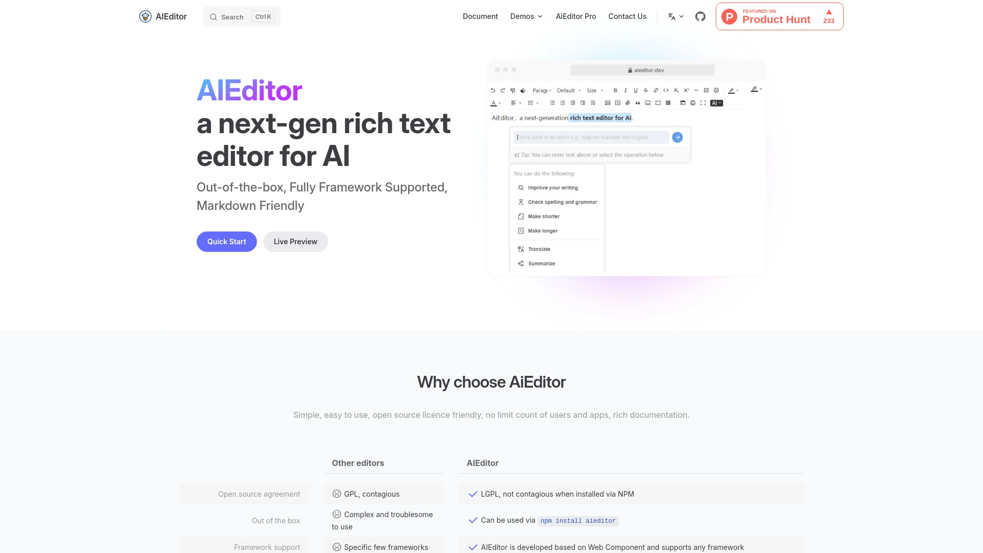 AiEditor - AI Tool Ocean