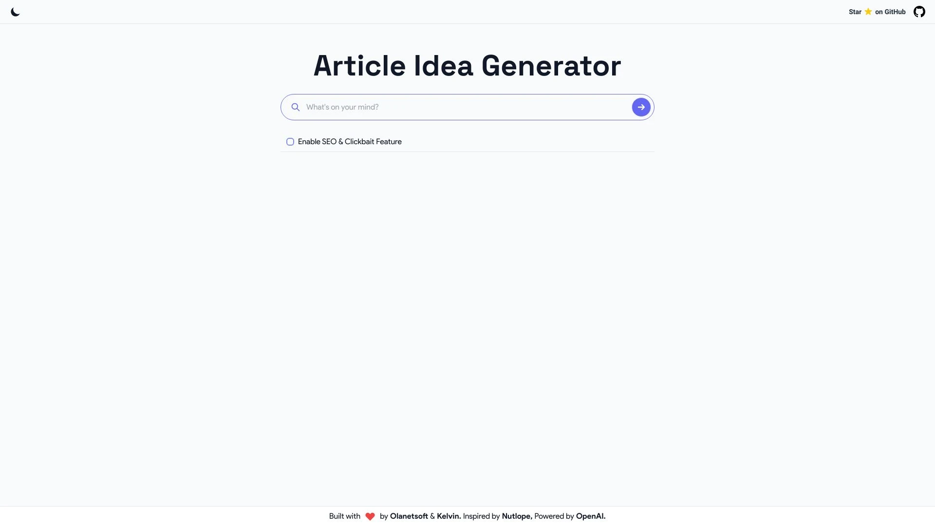 Article Idea Generator - AI Tool Ocean