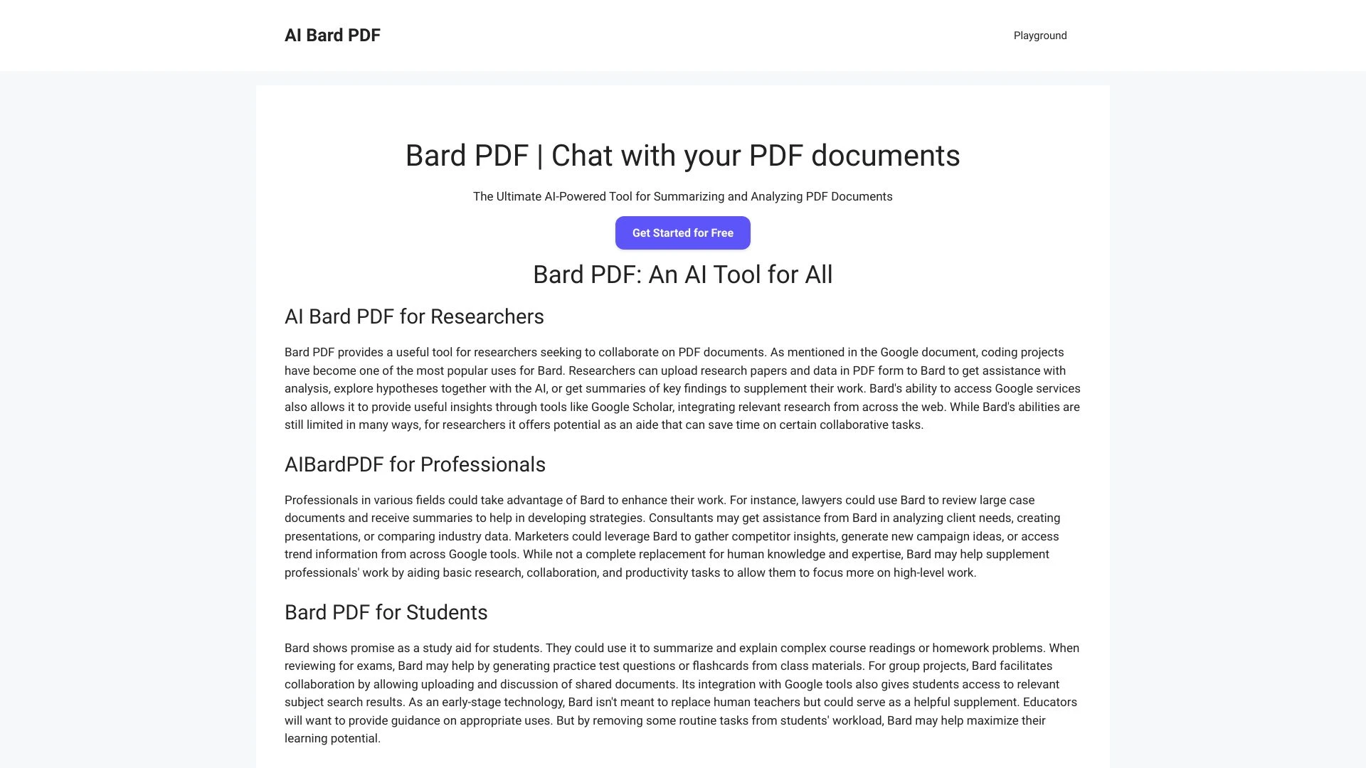 Bard PDF - AI Tool Ocean