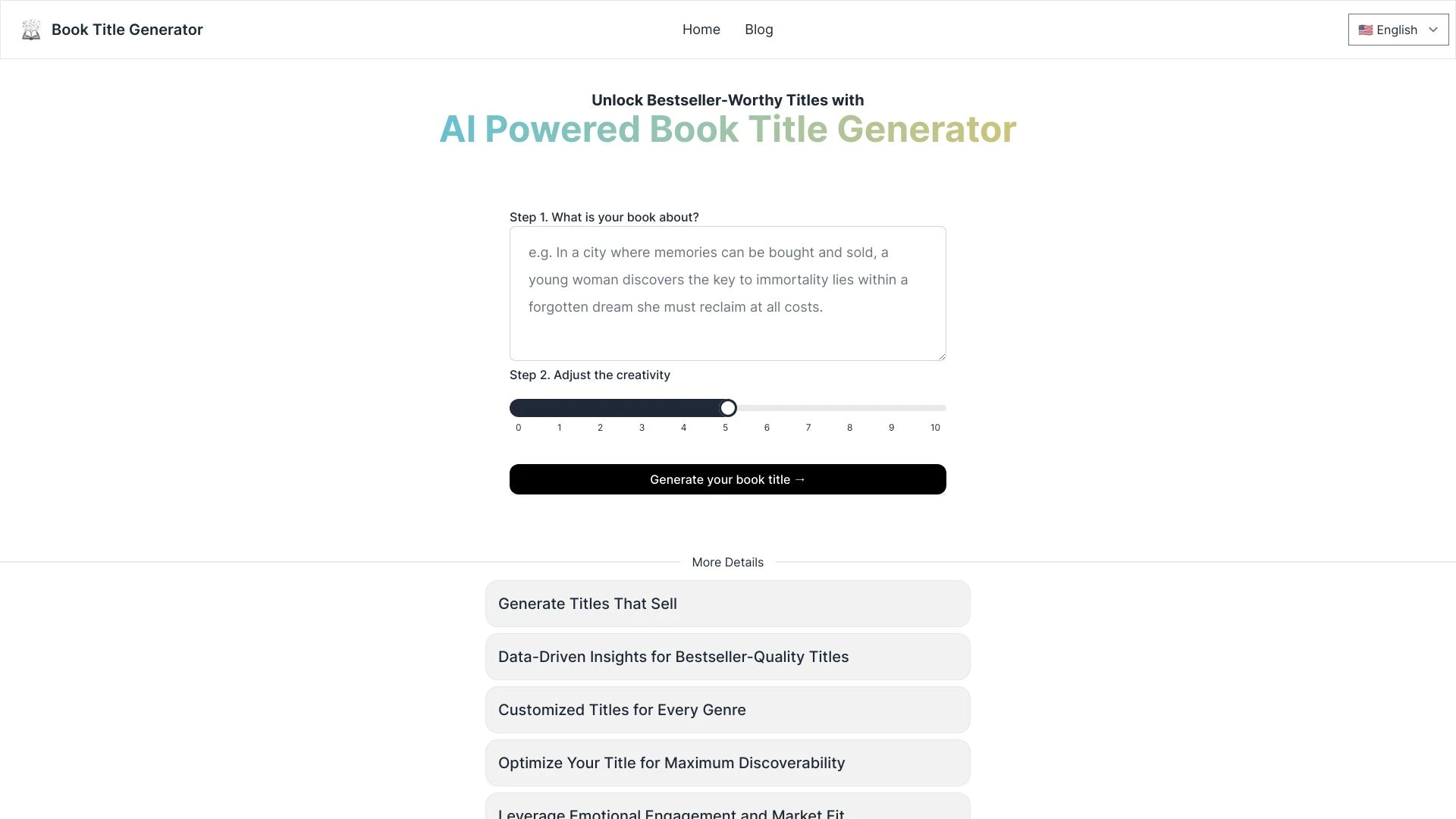 Book Title Generator - AI Tool Ocean