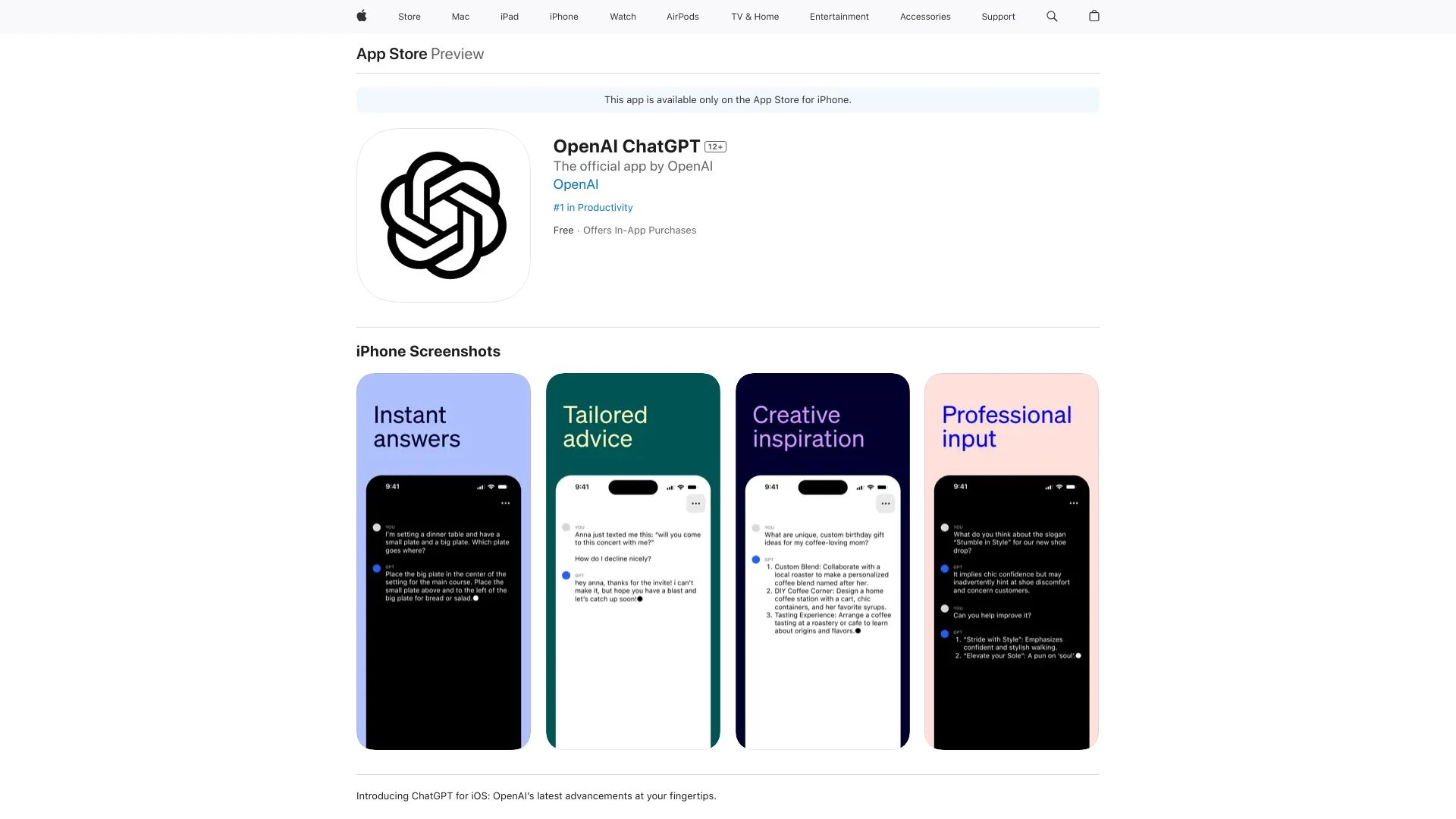 ChatGPT on the App Store - AI Tool Ocean