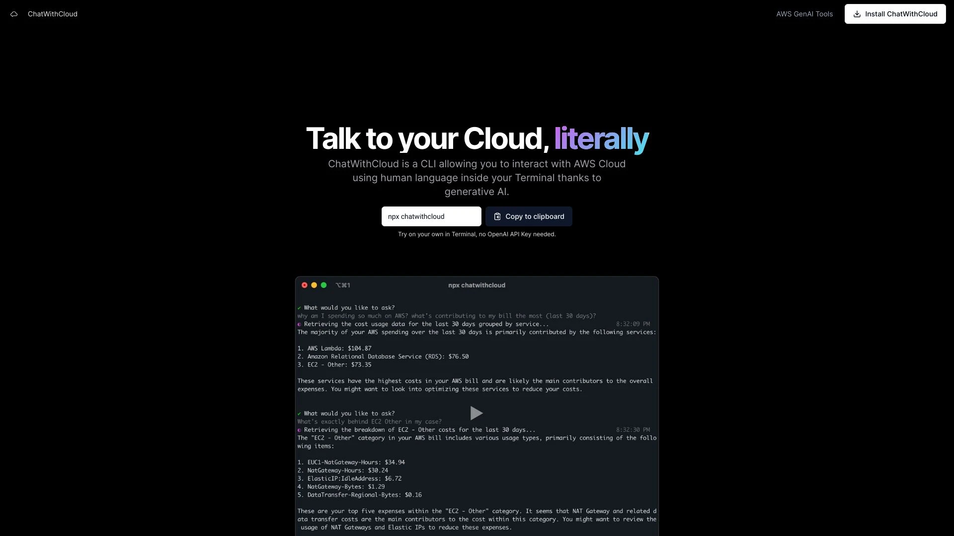 ChatWithCloud - AI Tool Ocean