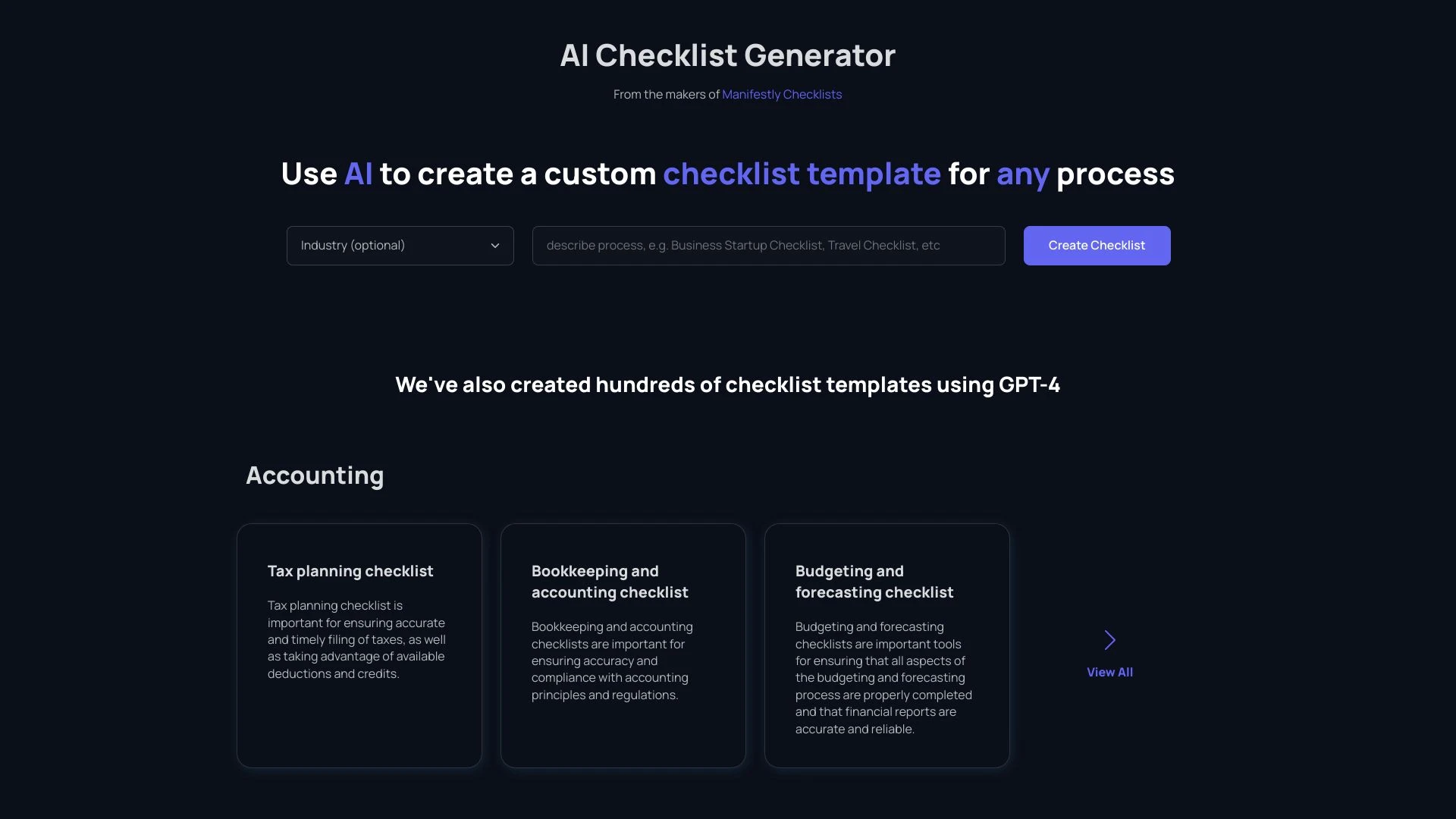 Checklist Generator - AI Tool Ocean
