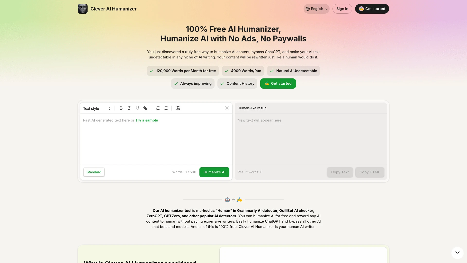 Clever AI Humanizer - AI Tool Ocean