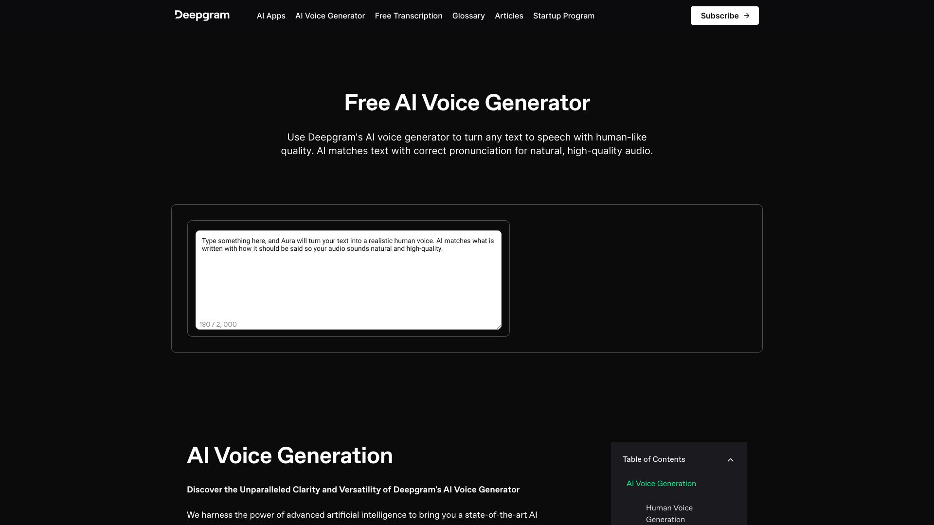 Deepgram AI Voice Generator - AI Tool Ocean