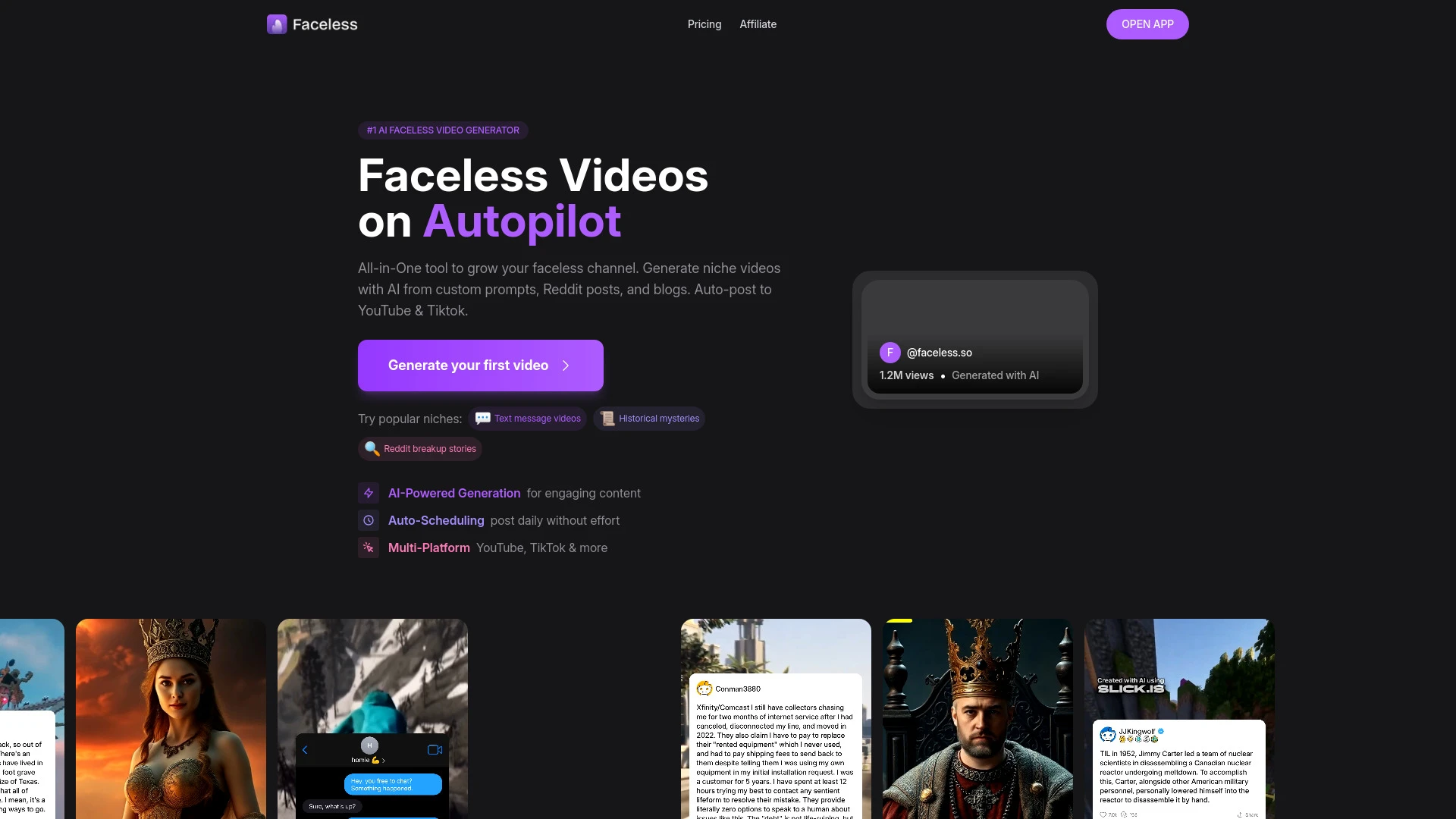 Faceless.so - AI Tool Ocean