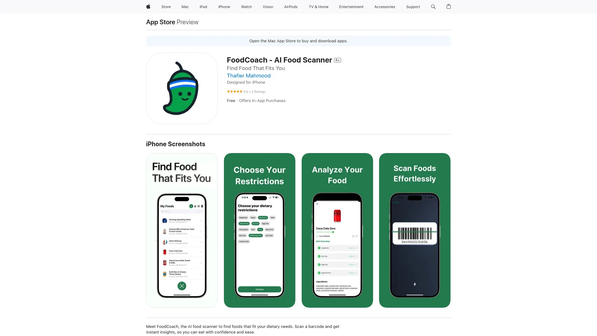 FoodCoach - AI Food Scanner - AI Tool Ocean