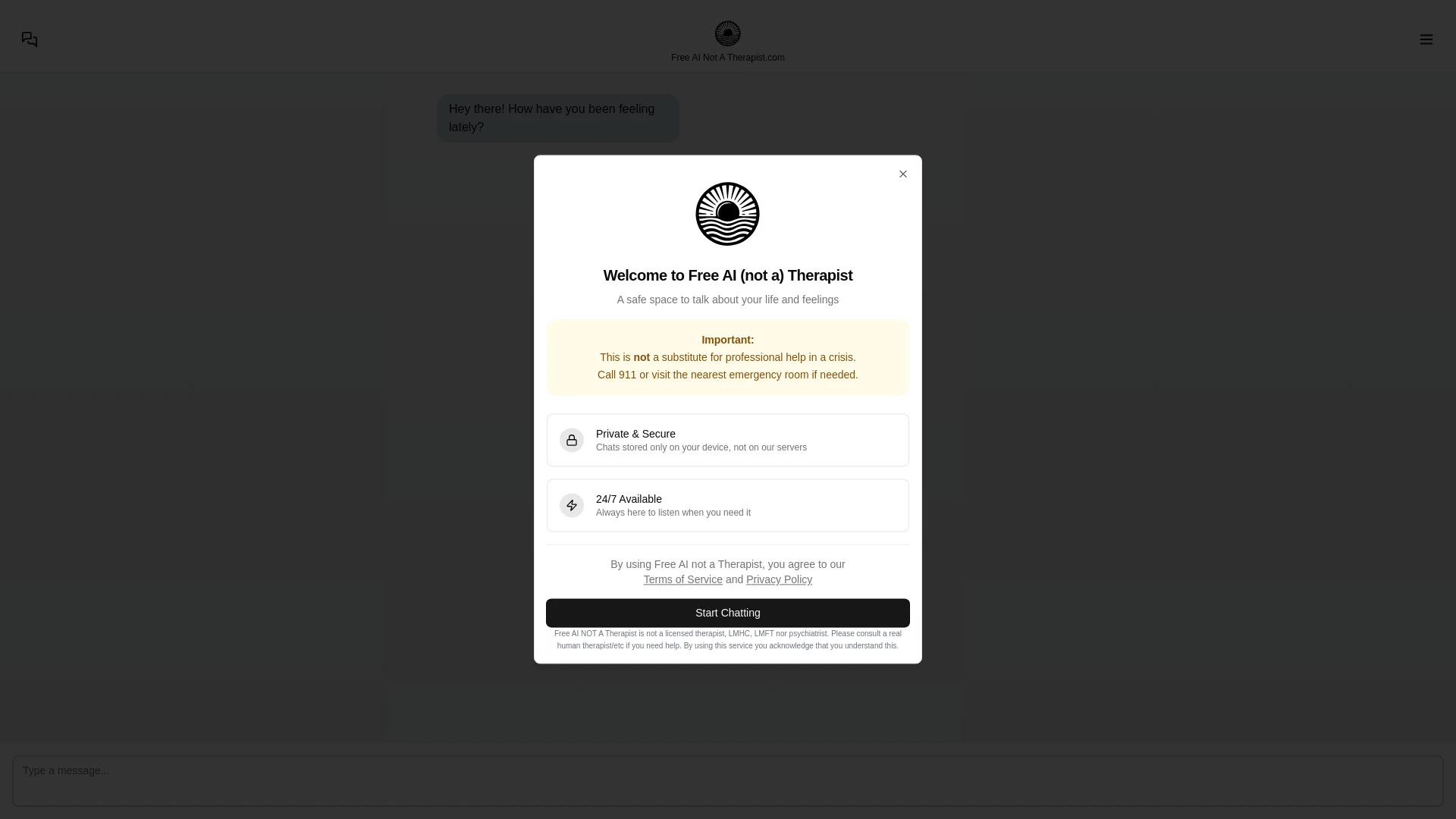 Free AI (not a) Therapist - AI Tool Ocean