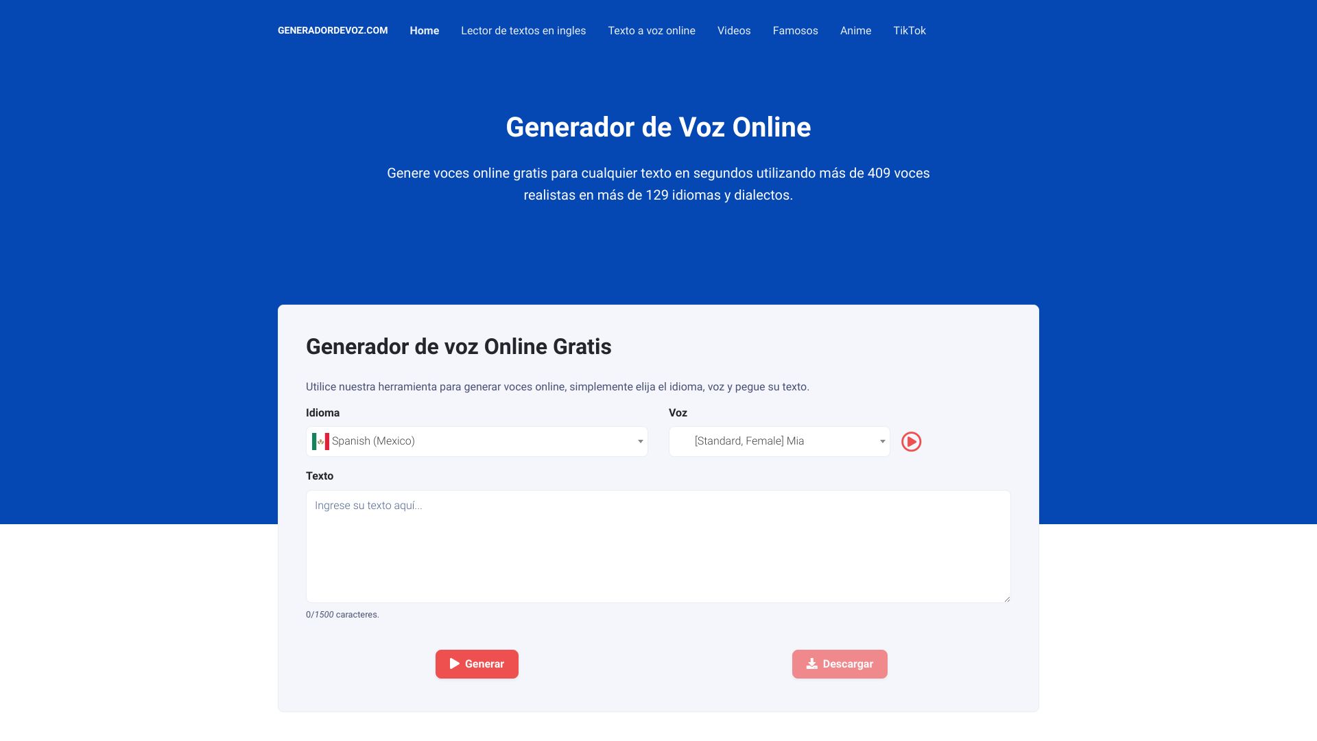 Generador de Voz Online - AI Tool Ocean