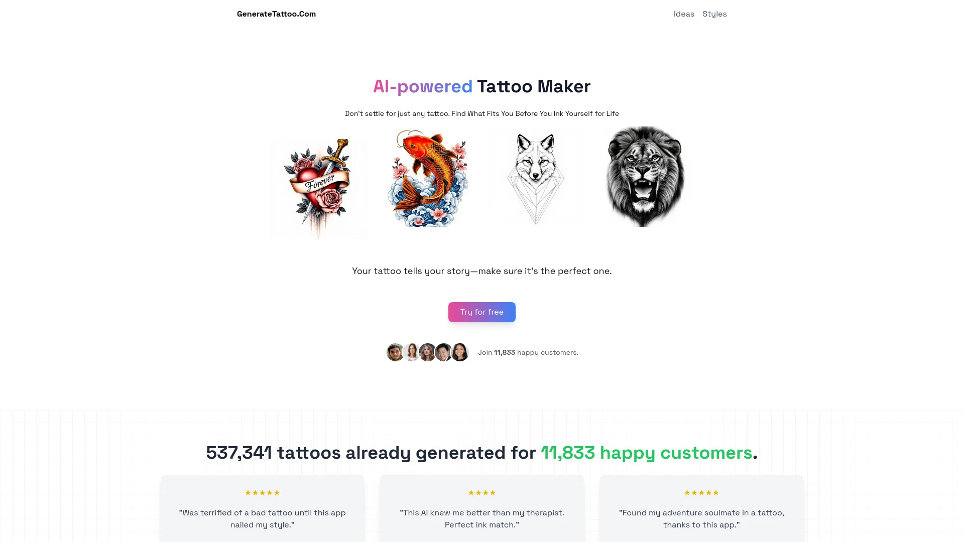 GenerateTattoo.com - AI Tool Ocean