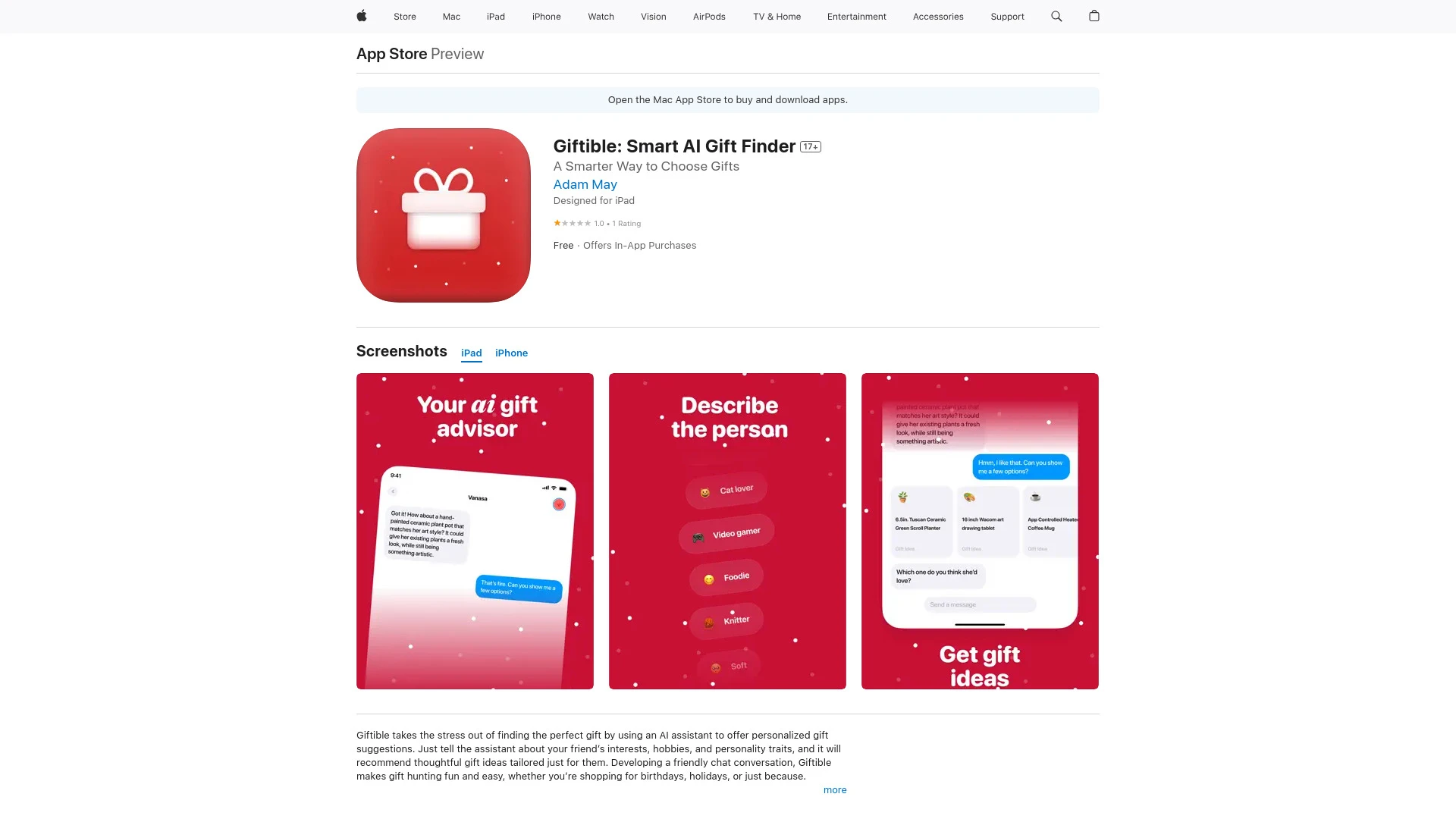 Giftible: Smart AI Gift Finder - AI Tool Ocean