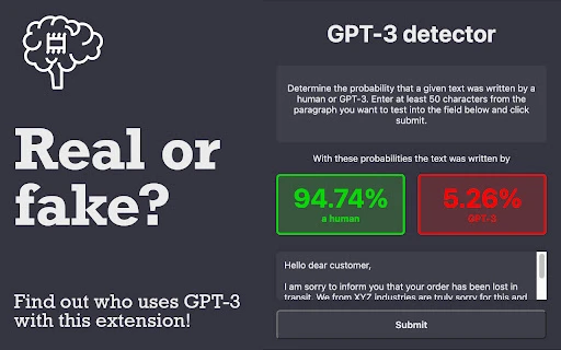 GPT-3 Detector - Chrome Extension - AI Tool Ocean