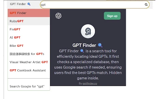 GPT Finder - GPT Search Engine - Chrome Extension - AI Tool Ocean