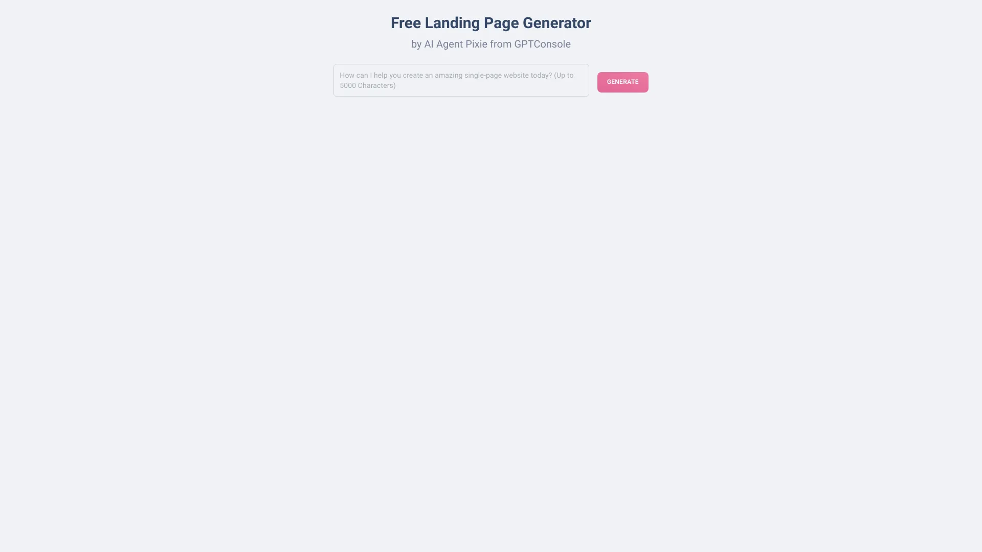 GPTConsole AI Agent PIXIE Landing Page Generator - AI Tool Ocean