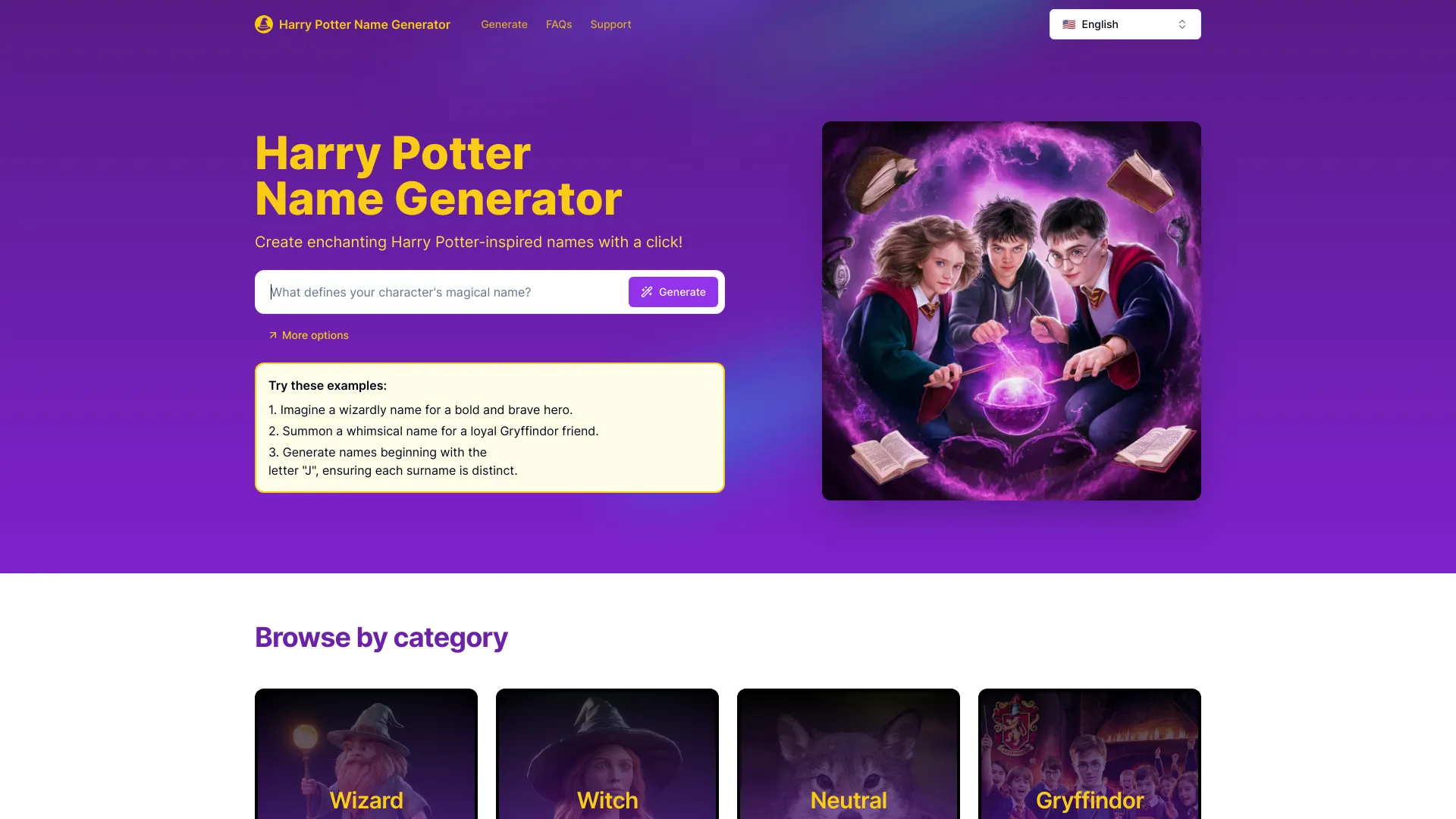 Harry Potter Name Generator - AI Tool Ocean