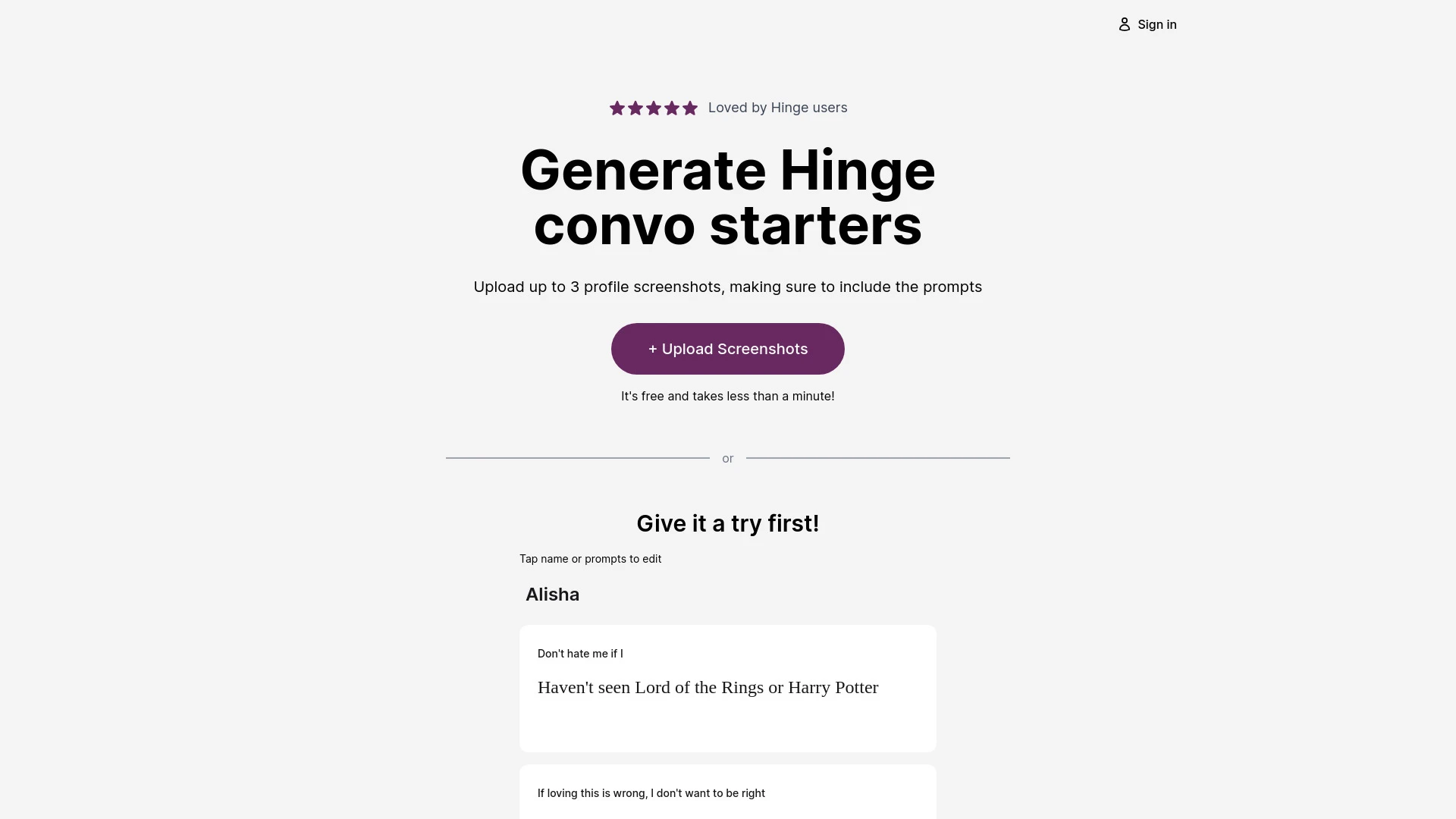 Hinge Openers - AI Tool Ocean
