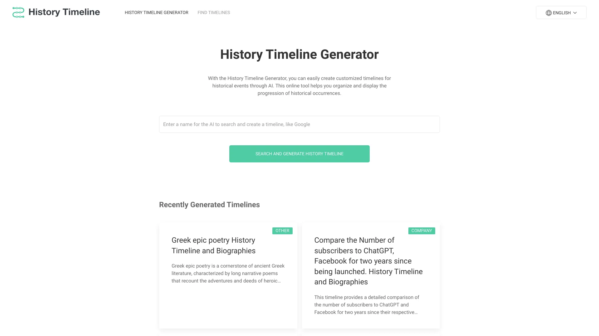 History Timeline Generator - AI Tool Ocean