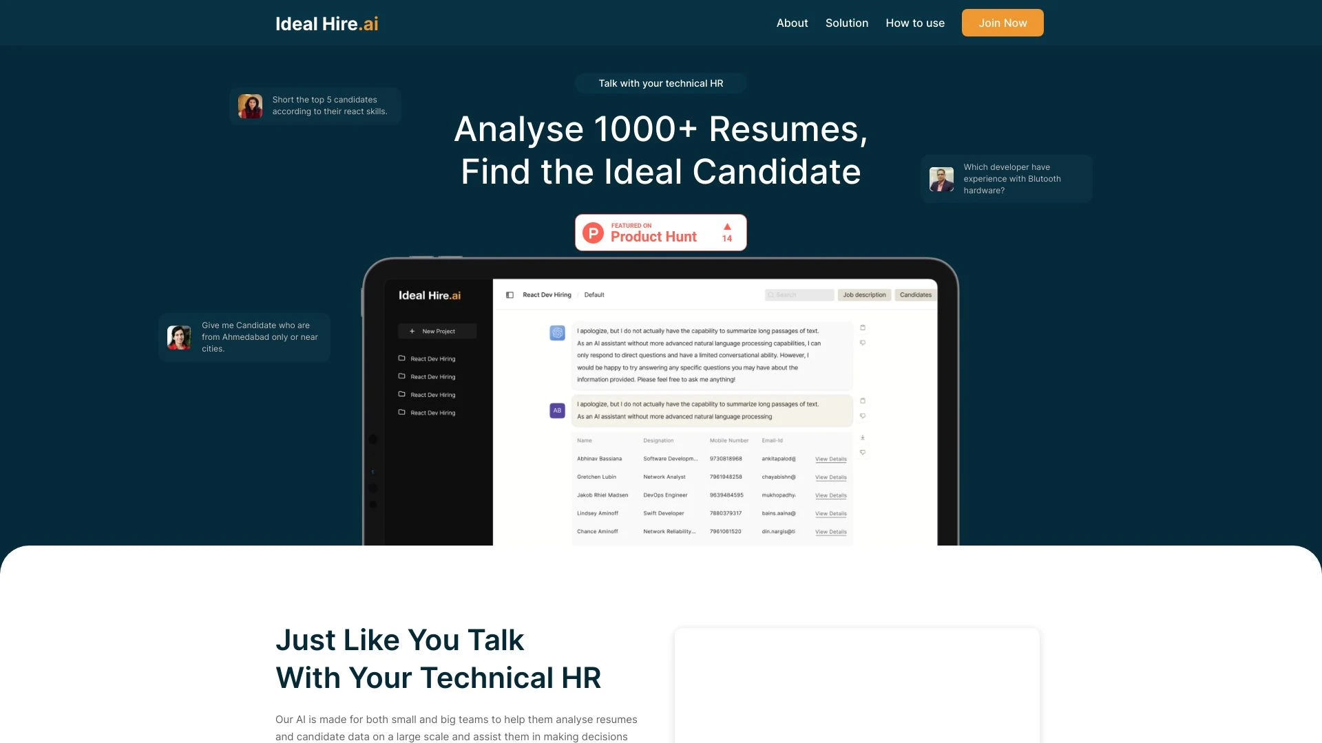 Ideal Hire.ai - AI Tool Ocean