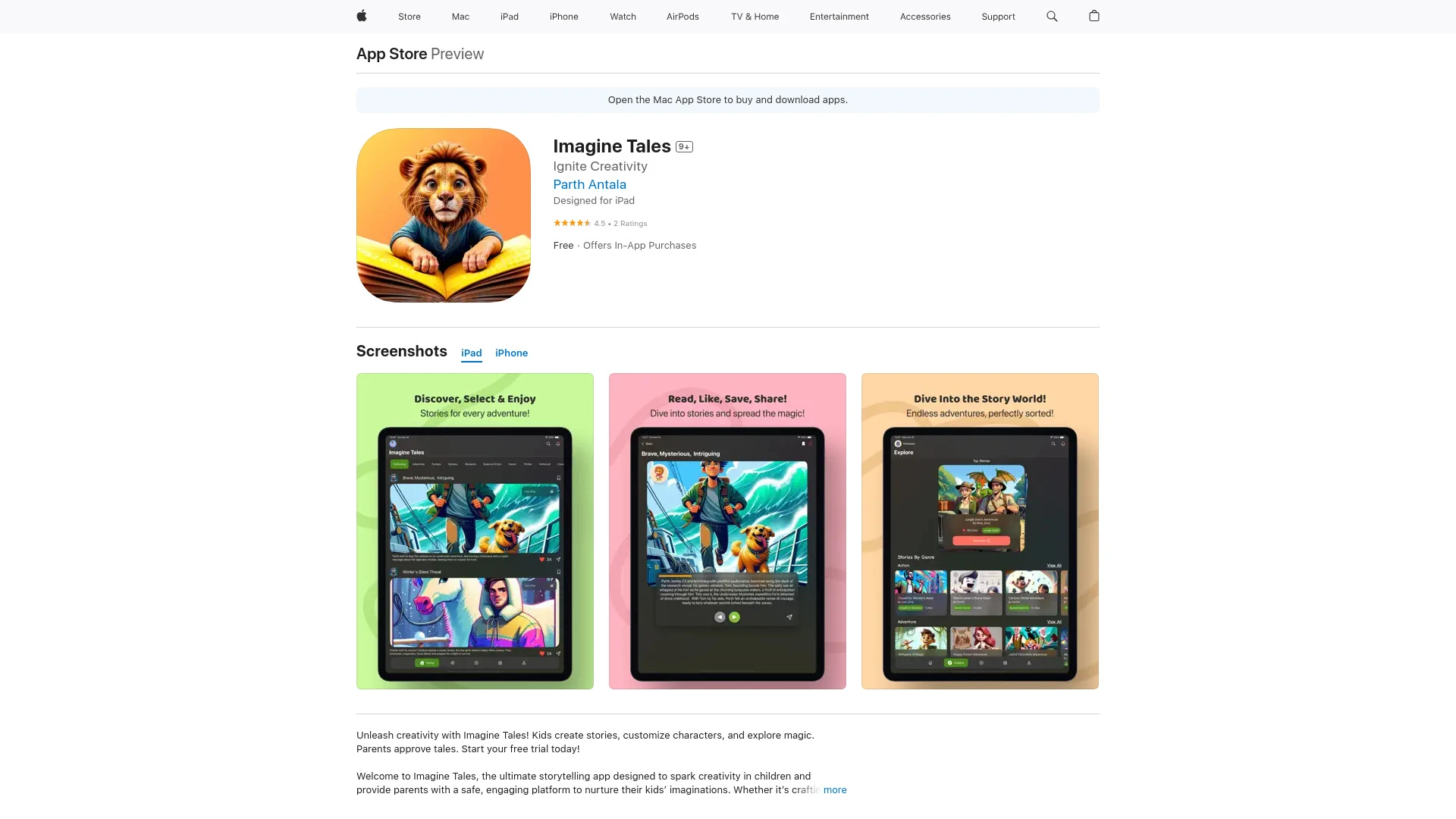 Imagine Tales - AI Tool Ocean