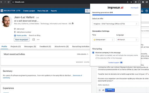 Impresar.ai - Chrome Extension - AI Tool Ocean