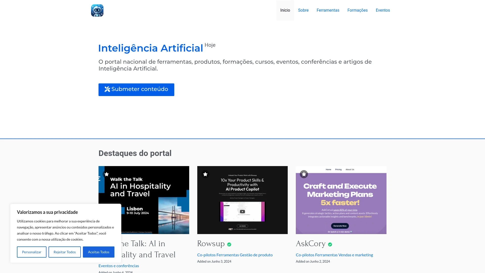 Inteligência Artificial Hoje - AI Tool Ocean