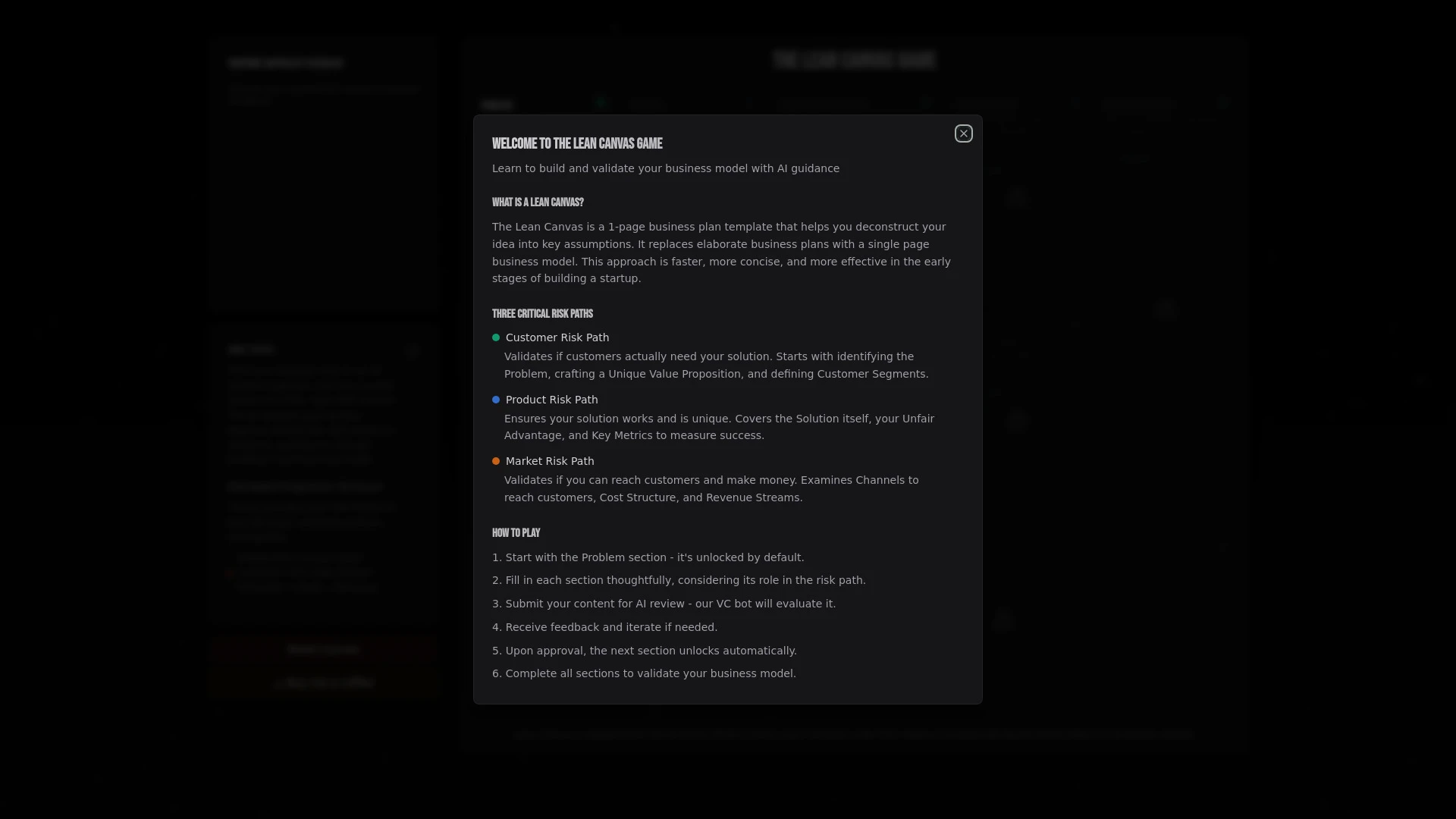 Lean Canvas Game - AI Tool Ocean