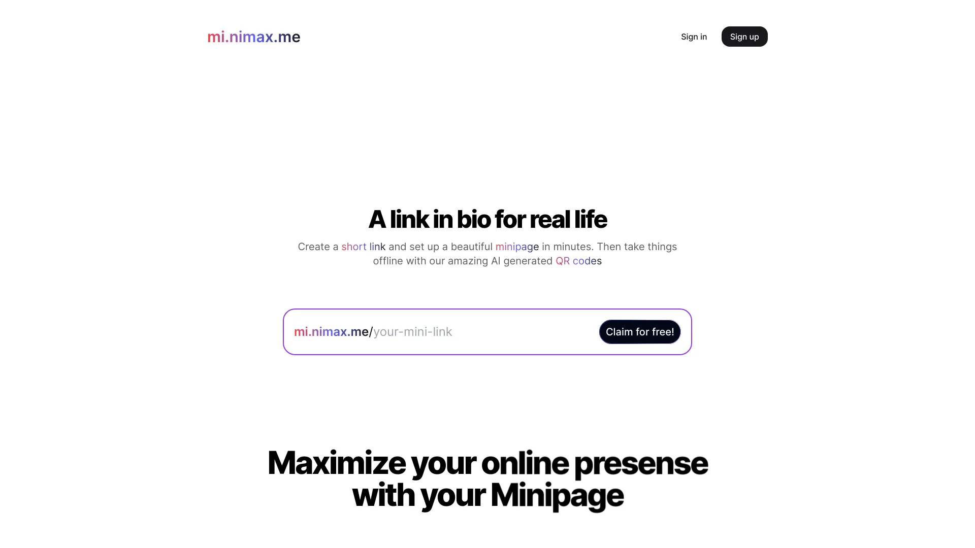 mi.nimax.me - AI Tool Ocean