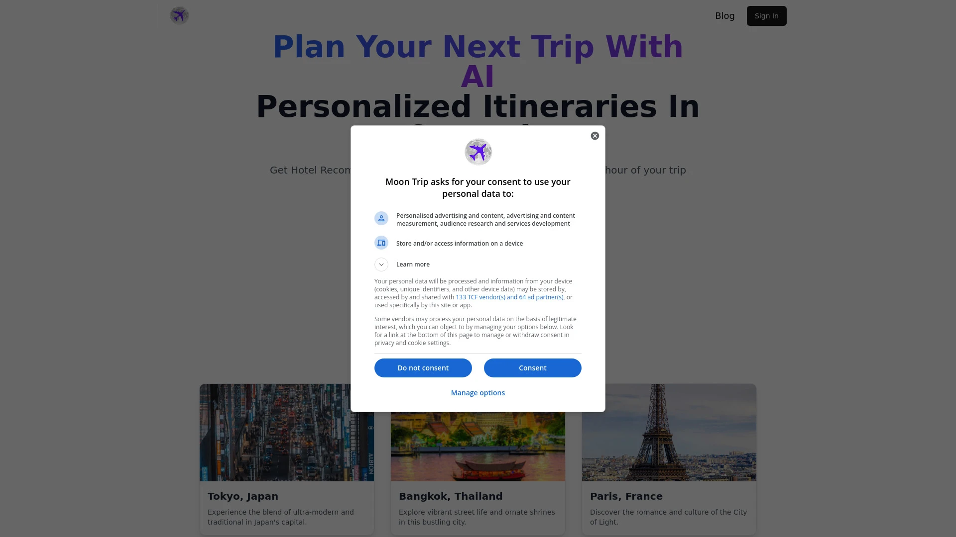 Moon Trip: AI Travel Planner - AI Tool Ocean