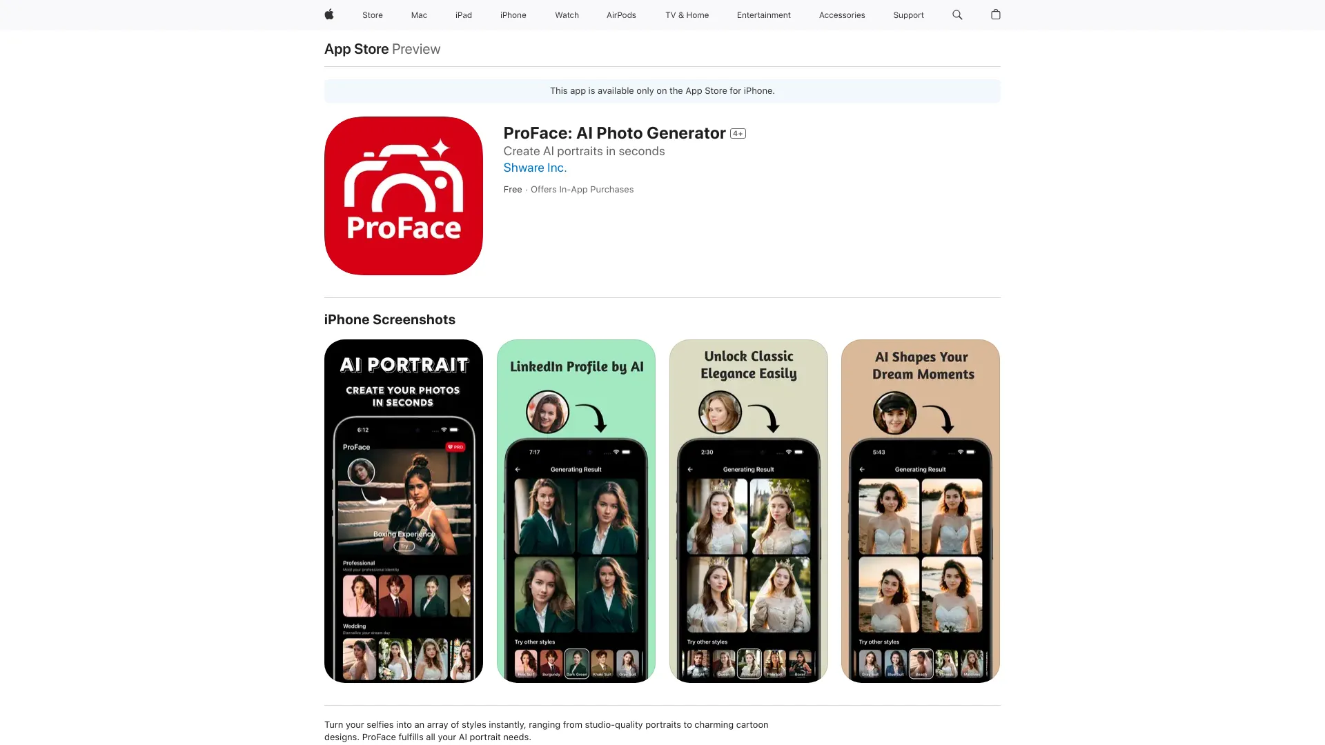 ProFace: AI Photo Generator - AI Tool Ocean