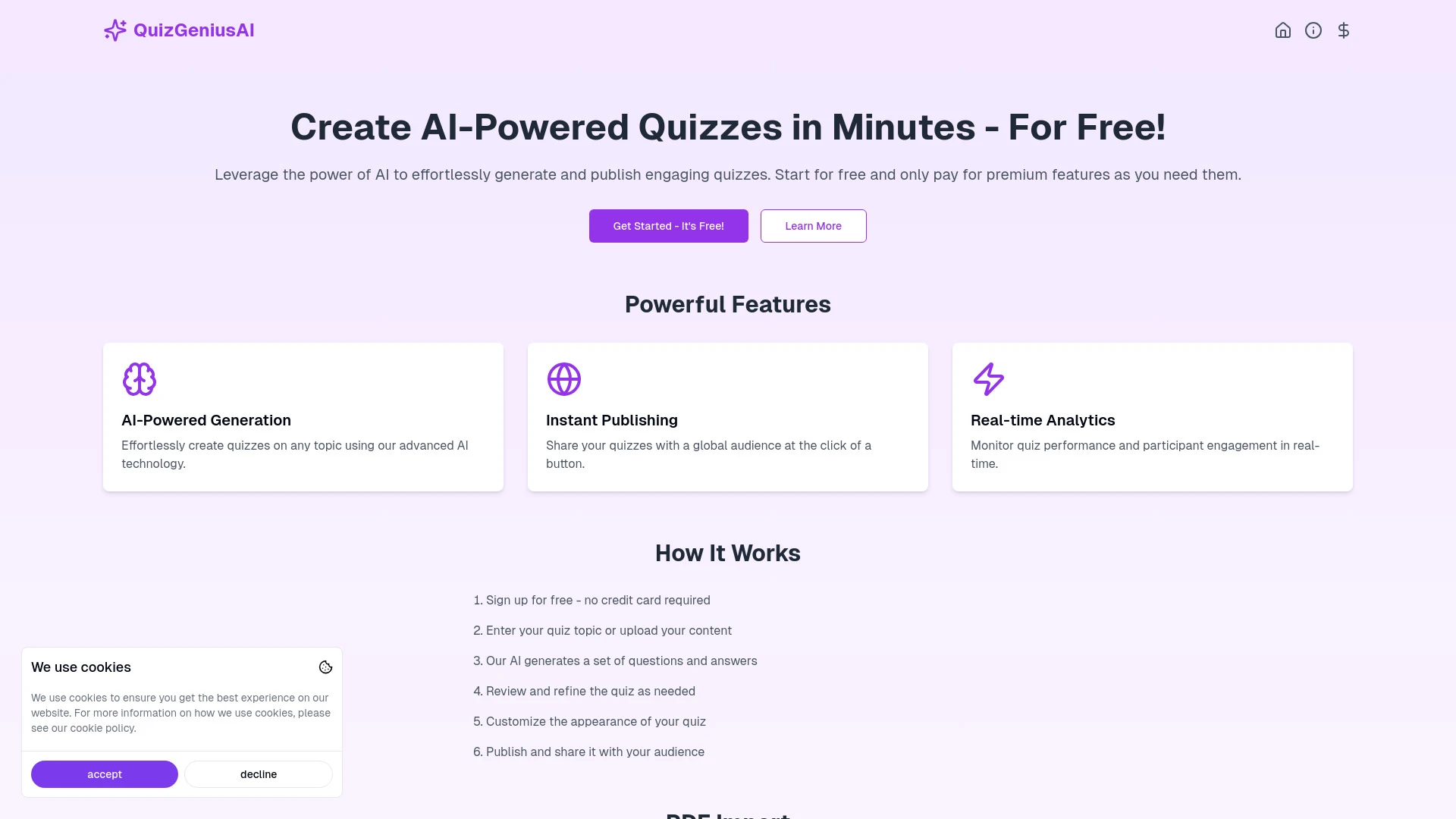 QuizGeniusAI - AI Tool Ocean