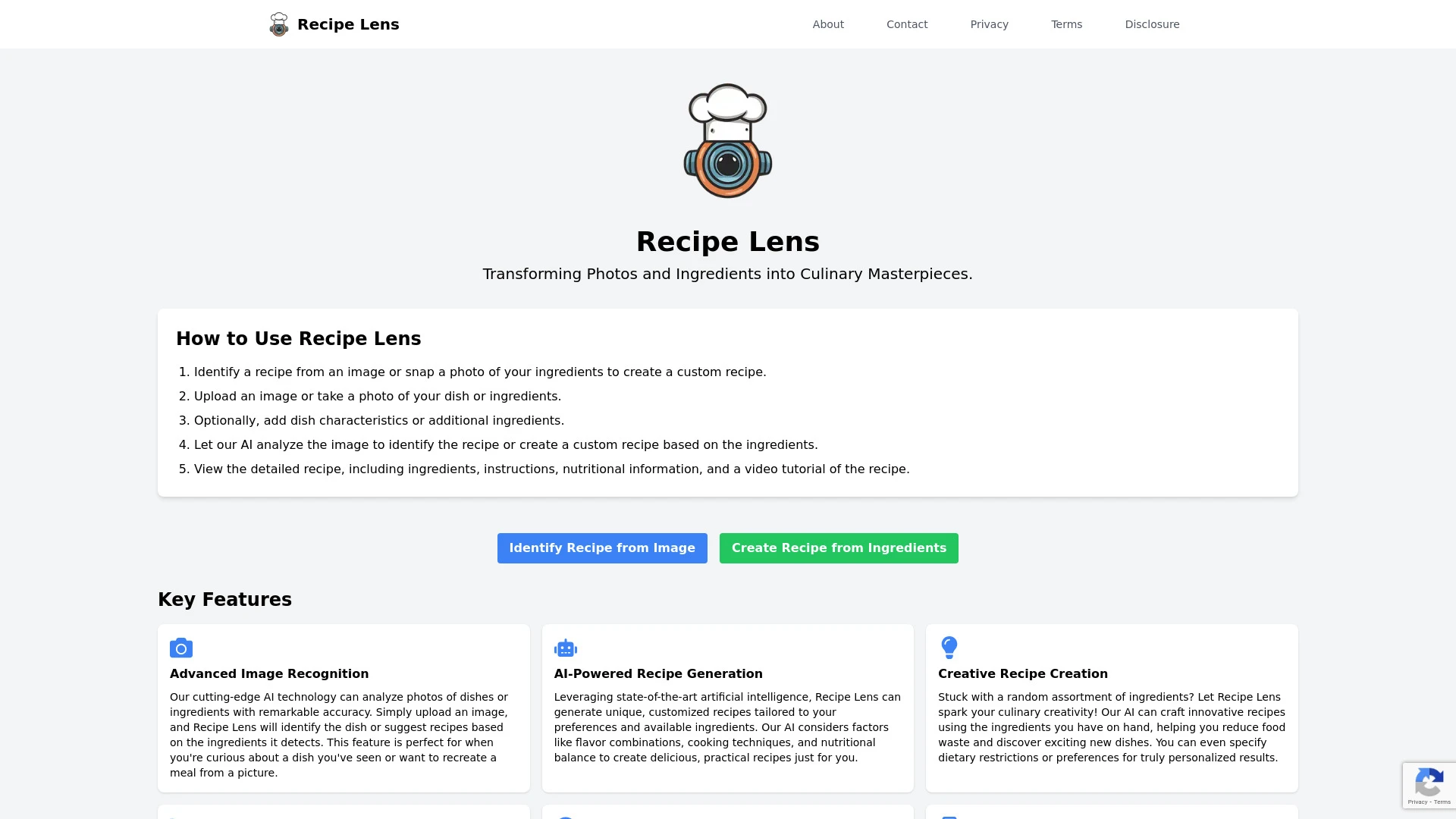 Recipe Lens - AI Tool Ocean