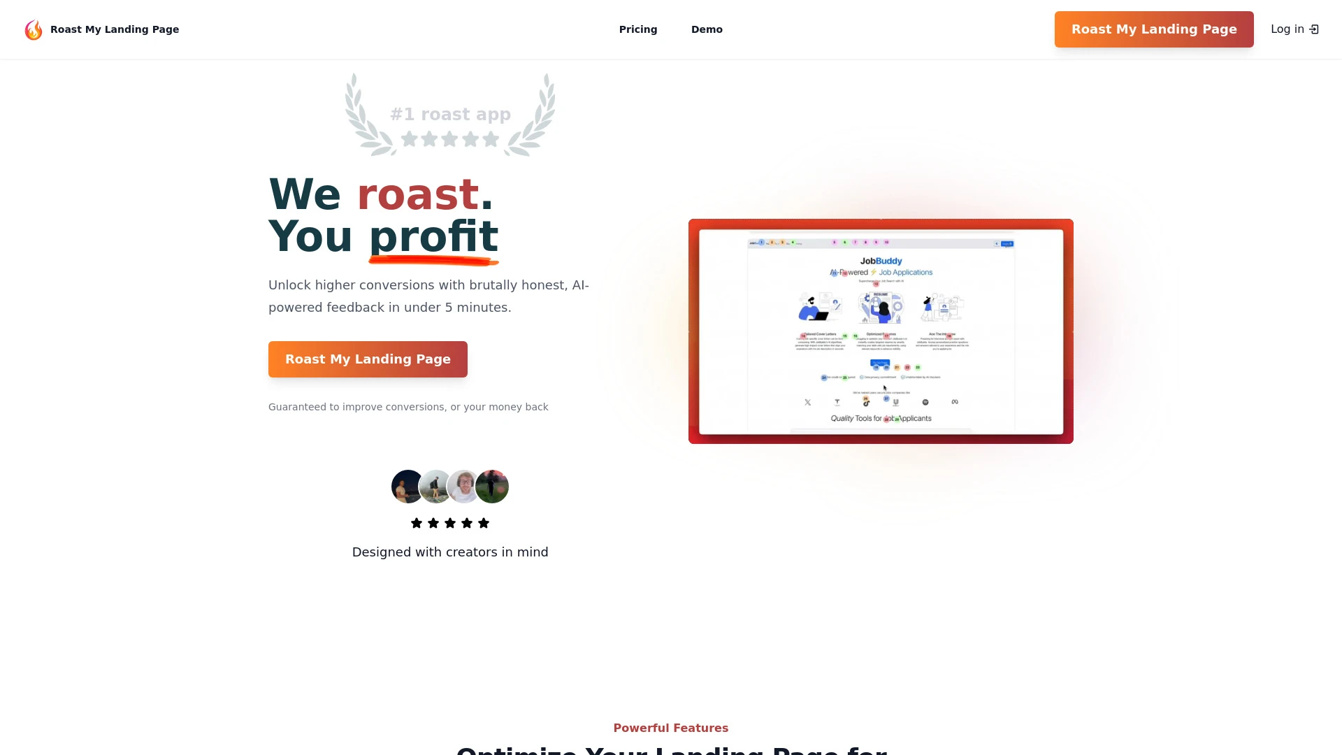 Roast My Landing Page - AI Tool Ocean
