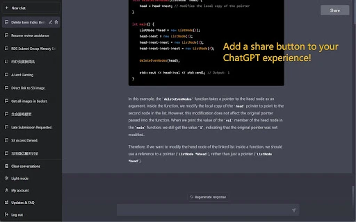Share Button for ChatGPT - Chrome Extension - AI Tool Ocean