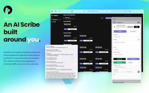Simplify AI Medical Scribe Dashboard Extension - Chrome Extension - AI Tool Ocean