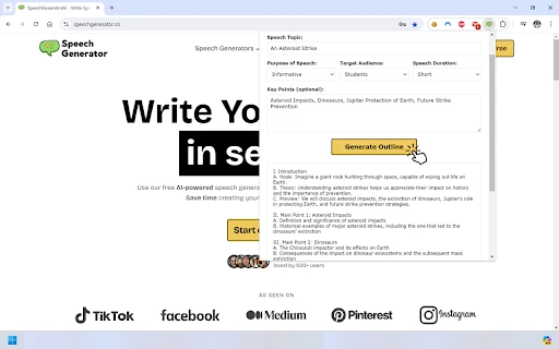 SpeechGeneratorAI - Chrome Extension - AI Tool Ocean