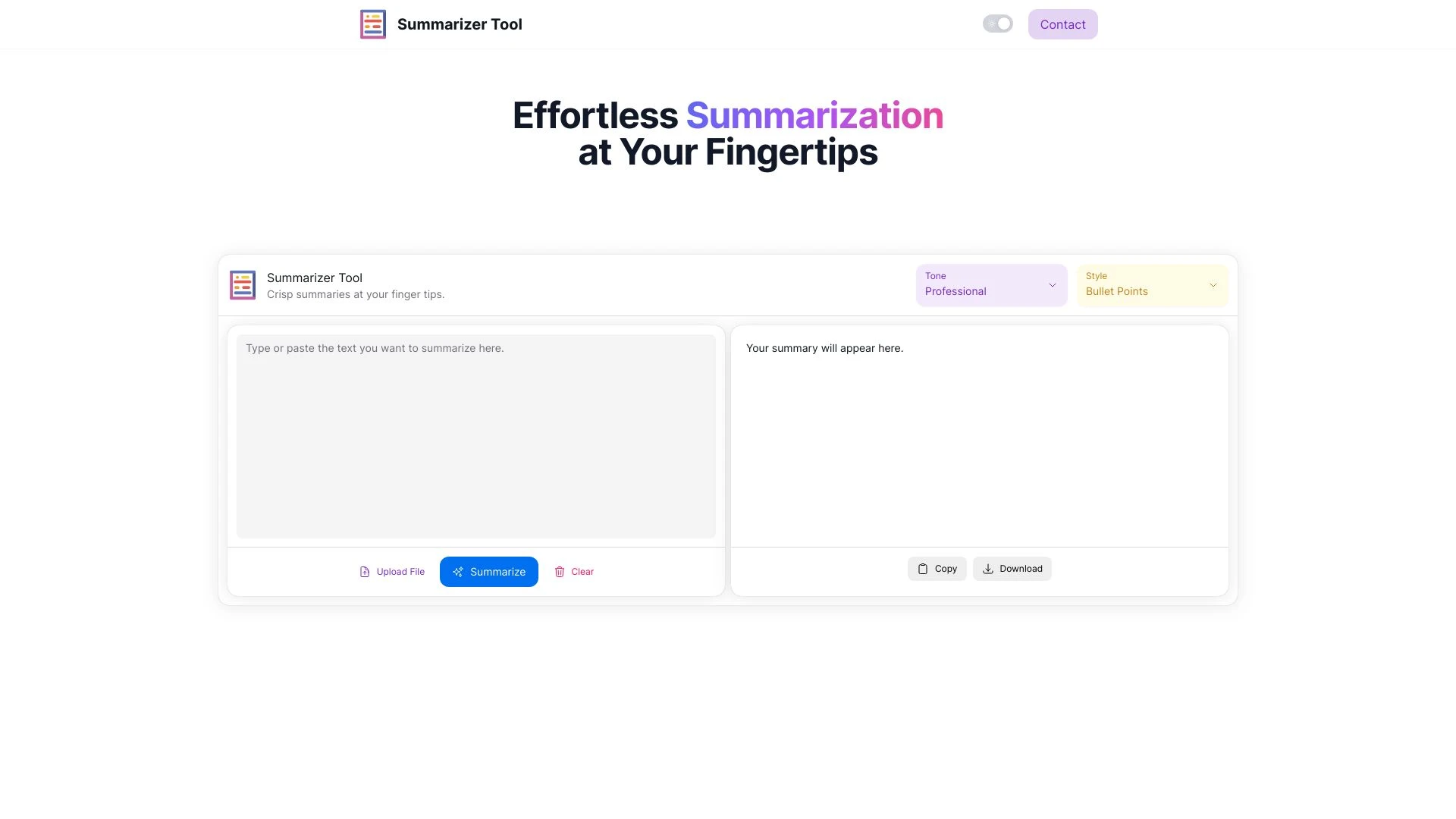 Summarizer Tool - AI Tool Ocean