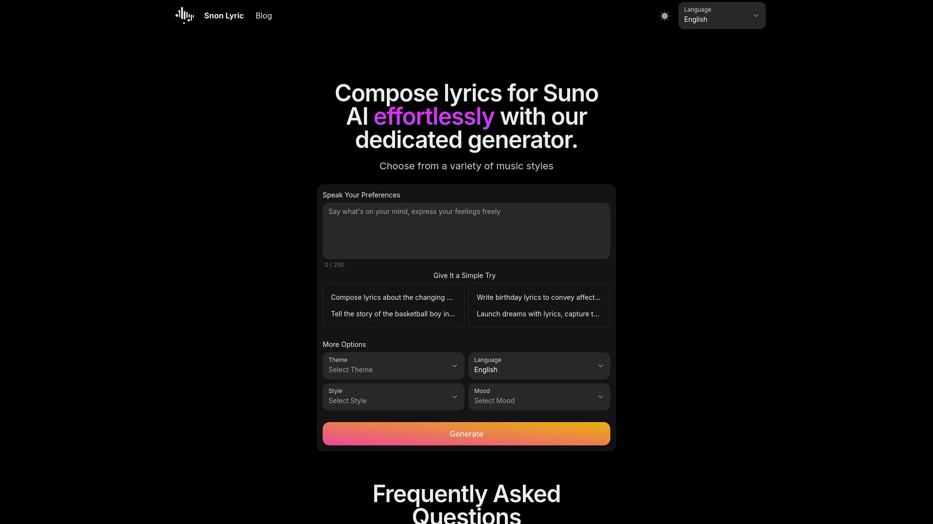 Suno AI Prompt Generator - AI Tool Ocean