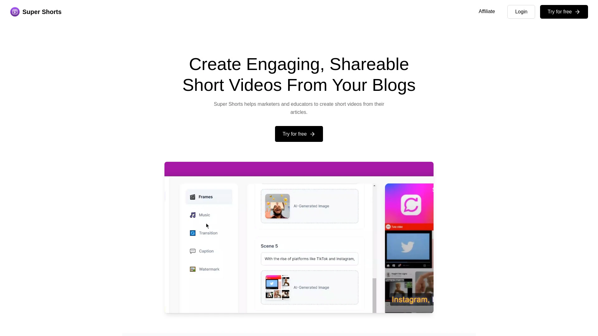 Super Shorts - AI Tool Ocean