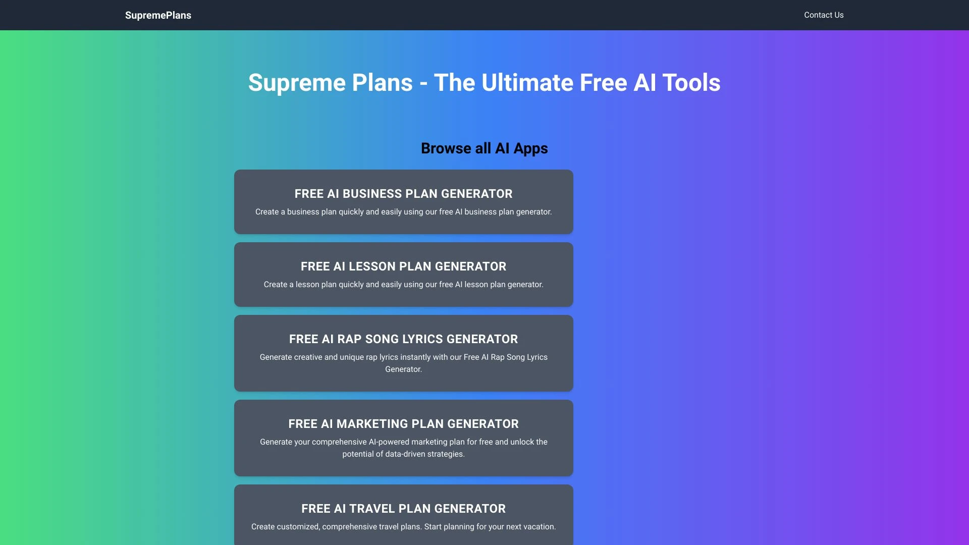 Supreme Plans - AI Tool Ocean