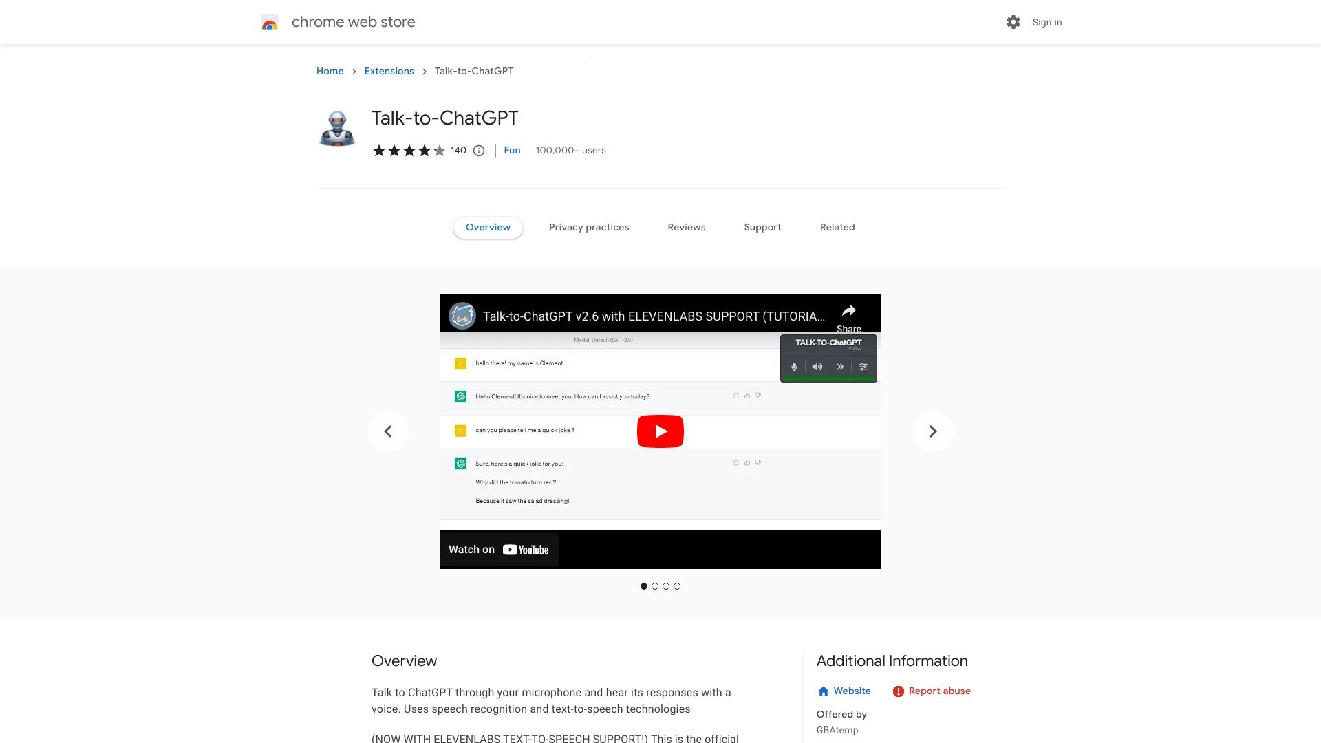 Talk to ChatGPT - Chrome Extension - AI Tool Ocean