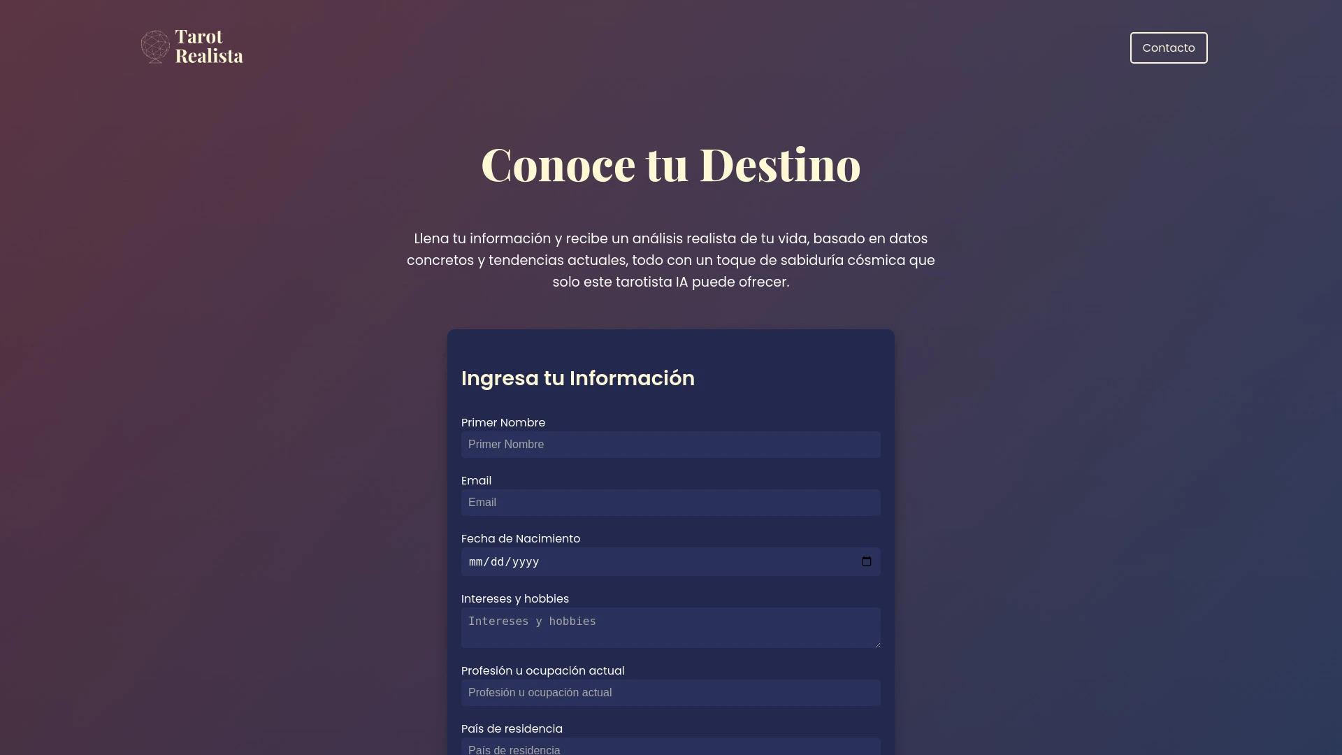 Tarot Realista - AI Tool Ocean