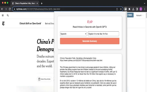 tl;dr - Chrome Extension - AI Tool Ocean