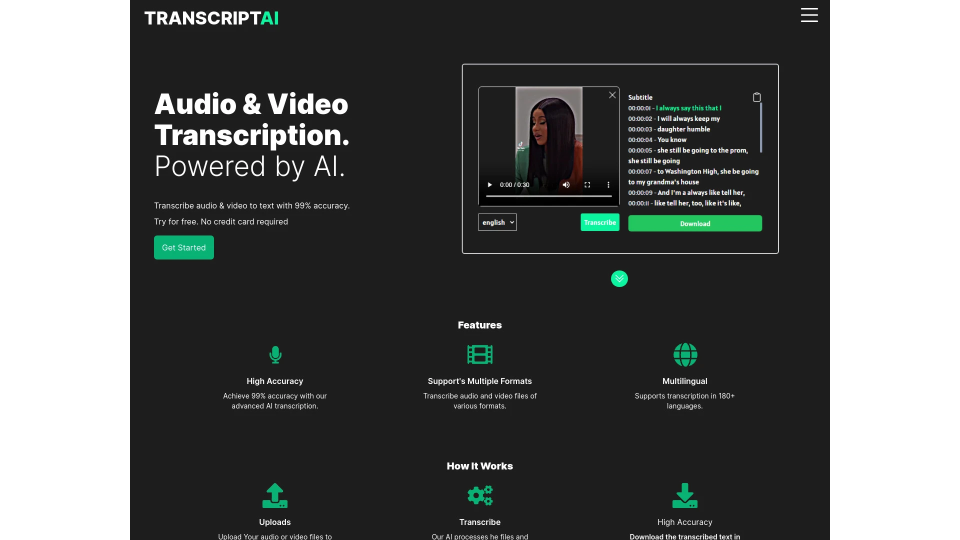 TranscriptAI - AI Tool Ocean